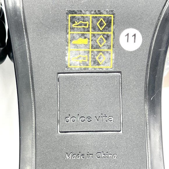 Dolce Vita Womens Size 11 Black Vegan Leather Woven Heels Mules Sandals Shoes - Picture 12 of 15